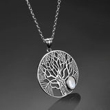 925 Silver Moonstone Pendant Necklace Tree Shape Women Gift