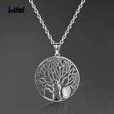 925 Silver Moonstone Pendant Necklace Tree Shape Women Gift