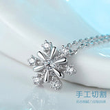 Sterling Silver Snowflake Pendant Necklace with Zircon Women's Jewelry