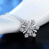 Sterling Silver Snowflake Pendant Necklace with Zircon Women's Jewelry