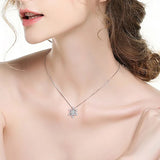 Sterling Silver Snowflake Pendant Necklace with Zircon Women's Jewelry