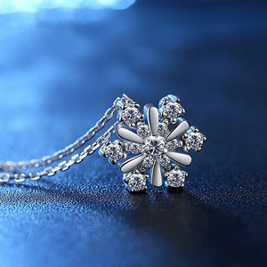 Sterling Silver Snowflake Pendant Necklace with Zircon Women's Jewelry