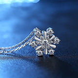 Sterling Silver Snowflake Pendant Necklace with Zircon Women's Jewelry