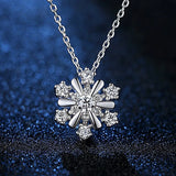 Sterling Silver Snowflake Pendant Necklace with Zircon Women's Jewelry