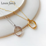 Sterling Silver Open Oval Circle Pendant Necklace