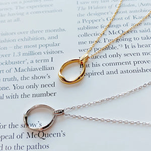 Sterling Silver Open Oval Circle Pendant Necklace