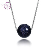 Sterling Silver 925 Natural Stone Aventurine Beads Necklace for Women