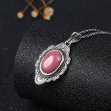 925 Silver Tiger Eye Rhodochrosite Necklace Pendant for Women
