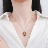 925 Silver Tiger Eye Rhodochrosite Necklace Pendant for Women