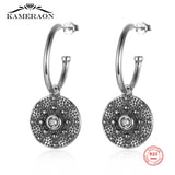 925 Silver Oxidized Zircon Hoop Earrings