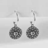 925 Silver Oxidized Zircon Hoop Earrings