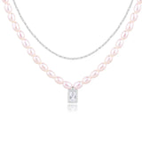 925 Silver Pearl Necklace & Double-layer Pendant Boho Jewelry