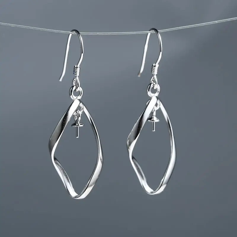 Sterling Silver 925 Pearl/Round Bead 6-10mm Semi Mount Earrings