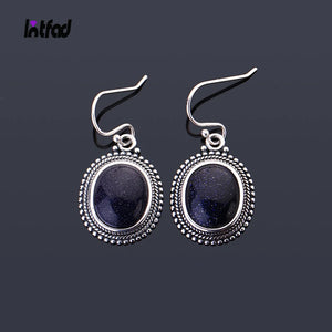 Sandstone Drop Earrings Silver 925 Natural 10X12mm Women Party Jewelry