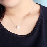 925 Silver Necklace Fresh Water Pearl Ball Pendant for Women