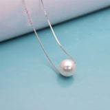 925 Silver Necklace Fresh Water Pearl Ball Pendant for Women