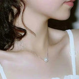 925 Silver Necklace Fresh Water Pearl Ball Pendant for Women