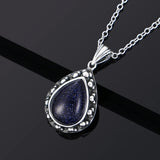 Sandstone Pendant Necklace 925 Silver 10x14mm Pear Shape Women