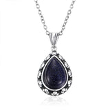 Sandstone Pendant Necklace 925 Silver 10x14mm Pear Shape Women
