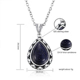 Sandstone Pendant Necklace 925 Silver 10x14mm Pear Shape Women