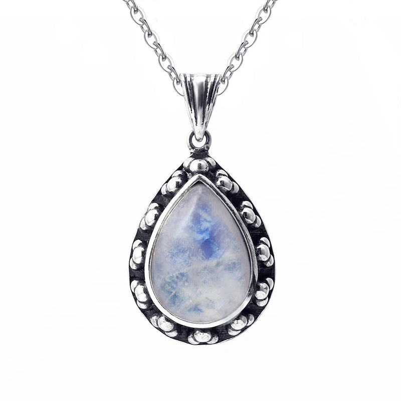 Sandstone Pendant Necklace 925 Silver 10x14mm Pear Shape Women