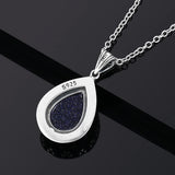 Sandstone Pendant Necklace 925 Silver 10x14mm Pear Shape Women