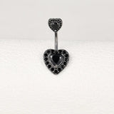 Sterling Silver Heart Diamond Belly Button Rings