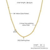 925 Silver Bead Chain Choker Necklace Minimalist Fine Jewelry