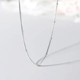 925 Silver Bead Chain Choker Necklace Minimalist Fine Jewelry