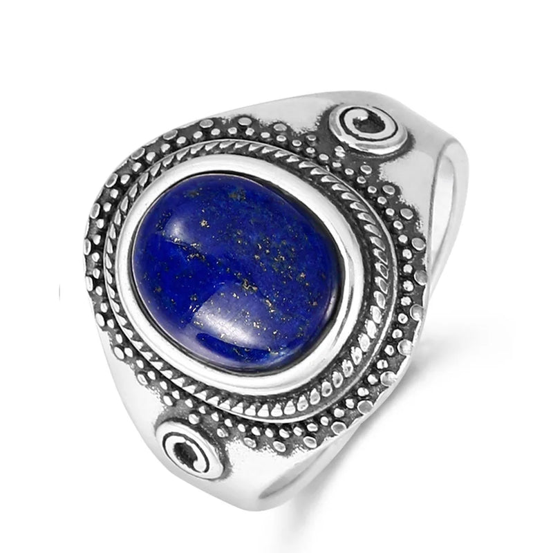 Sterling Silver 925 Lapis Ring Vintage Style