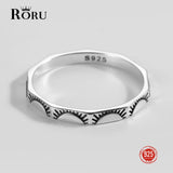 Sterling Silver 925 Oxidized Light Shape Ring Fine Jewelry for Women