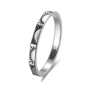 Sterling Silver 925 Oxidized Light Shape Ring Fine Jewelry for Women