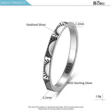Sterling Silver 925 Oxidized Light Shape Ring Fine Jewelry for Women
