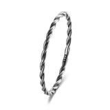 Twisted Rope Thin Oxidized Silver Ring for Women
