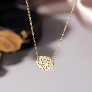 Sterling Silver 925 Round Beat Pattern Pendant Necklace for Women