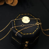 925 Silver Round Pendant Necklace Women Choker Chain Fine Jewelry
