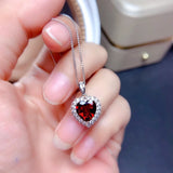 Sterling Silver 925 Rubellite Necklace & Heart Pendant for Women