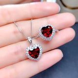 Sterling Silver 925 Rubellite Necklace & Heart Pendant for Women