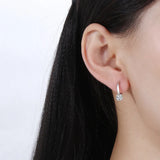 925 Silver Diamond Ear Buckle Zircon Earrings Wedding Women's Jewelry
