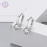 925 Silver Diamond Ear Buckle Zircon Earrings Wedding Women's Jewelry