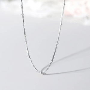 925 Silver Small Bead Chain Choker Necklace for Women EMNL023