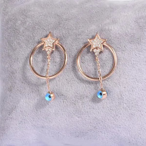 Sterling Silver Star Evil Eye Beads Earrings Easy Stylish Tasar?m