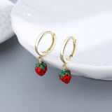 925 Silver Strawberry Drop Earrings for Women 18k Hoops