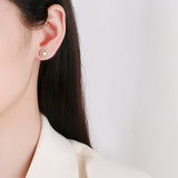 Sterling Silver 925 4mm Zircon Stud Earrings for Women
