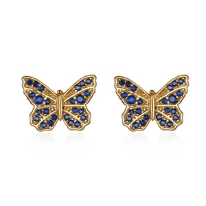 925 Silver Butterfly Stud Earrings Zircon Jewelry