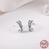 Sterling Silver Zircon Stud Earrings For Women