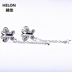 925 Silver Crystal Pearl Drop Earrings Amber Agate Setting