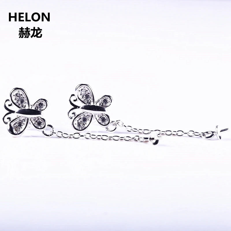925 Silver Crystal Pearl Drop Earrings Amber Agate Setting