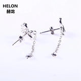 925 Silver Crystal Pearl Drop Earrings Amber Agate Setting