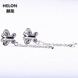925 Silver Crystal Pearl Drop Earrings Amber Agate Setting